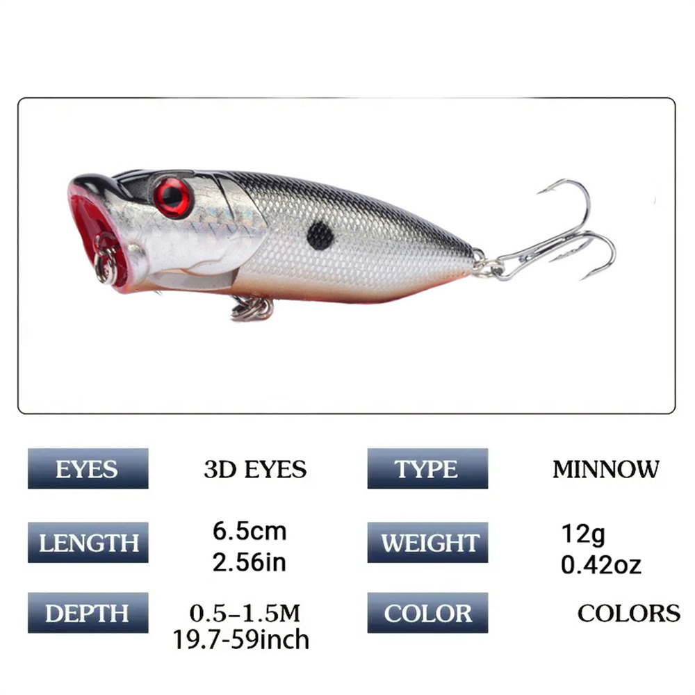 5Pcs Popper Fishing Lures 3d E - Fishing Lure Popper ulasan dan harga