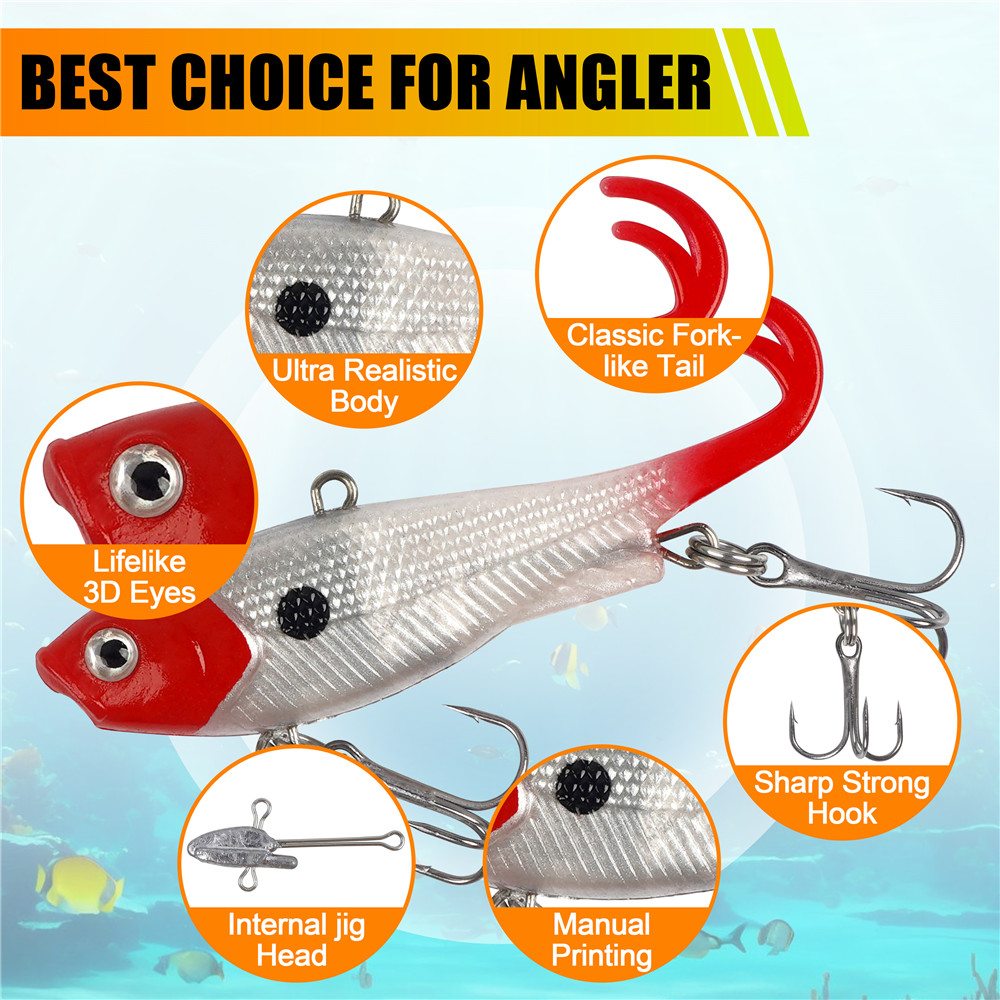 5Pcs Pre-Rigged Jig Head Wobbl - Fishing Lure Swimbait ulasan dan harga
